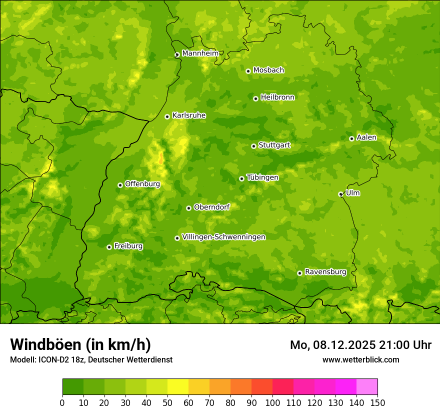 Modellkarten Windgeschwindigkeit