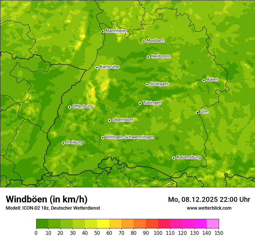 Modellkarten Windgeschwindigkeit
