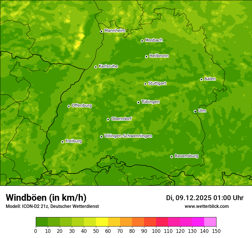 Modellkarten Windgeschwindigkeit