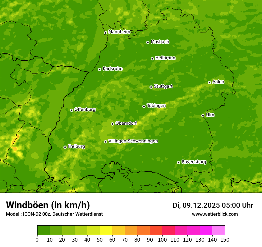 Modellkarten Windgeschwindigkeit