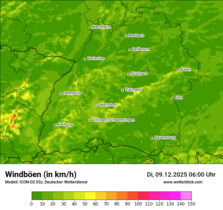 Modellkarten Windgeschwindigkeit
