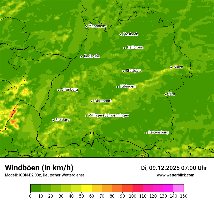 Modellkarten Windgeschwindigkeit