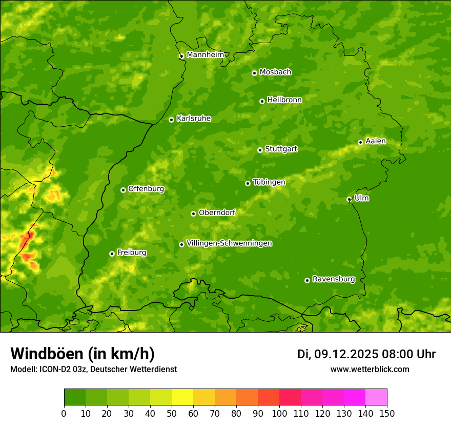Modellkarten Windgeschwindigkeit