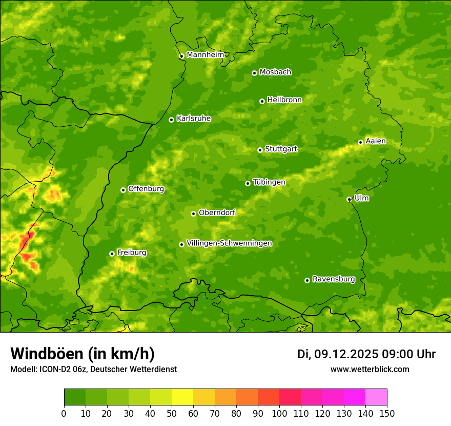 Modellkarten Windgeschwindigkeit