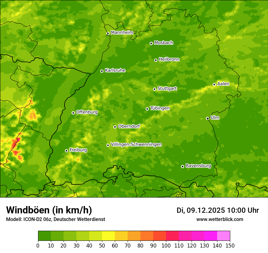 Modellkarten Windgeschwindigkeit