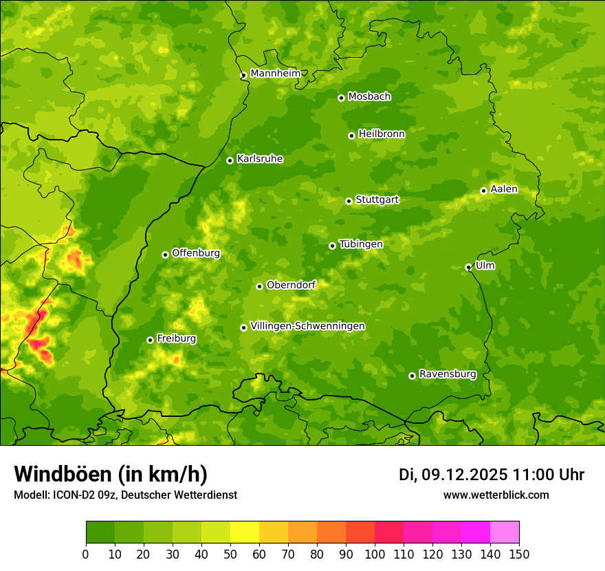Modellkarten Windgeschwindigkeit