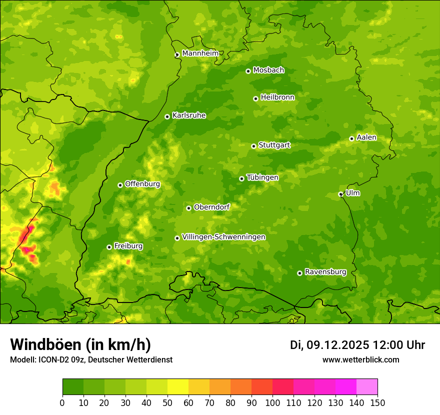 Modellkarten Windgeschwindigkeit