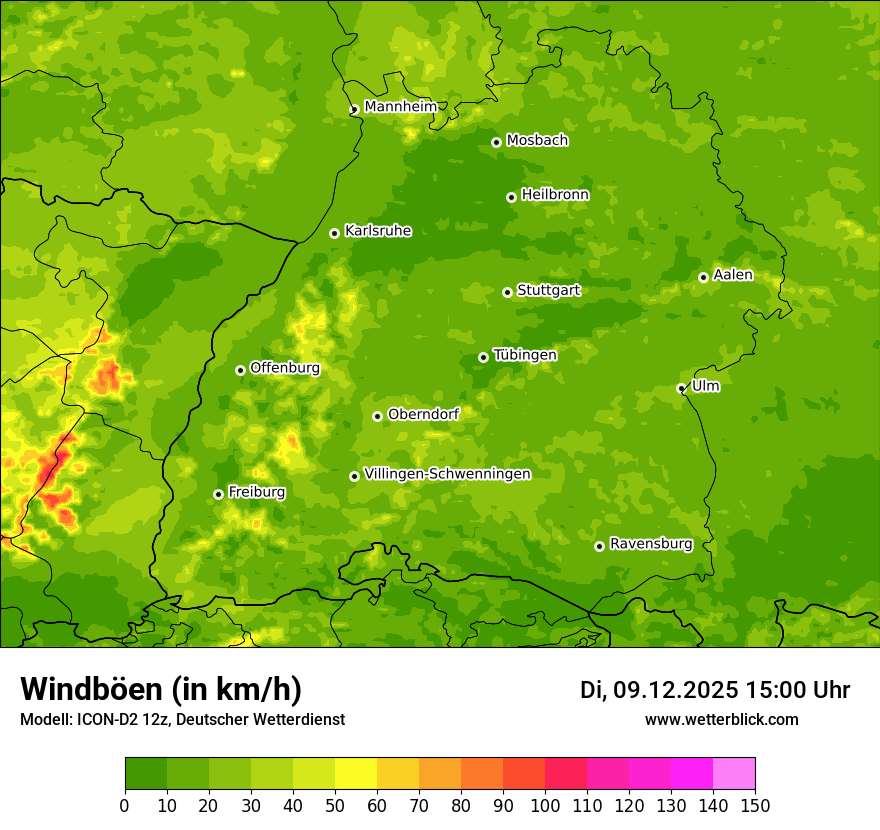 Modellkarten Windgeschwindigkeit