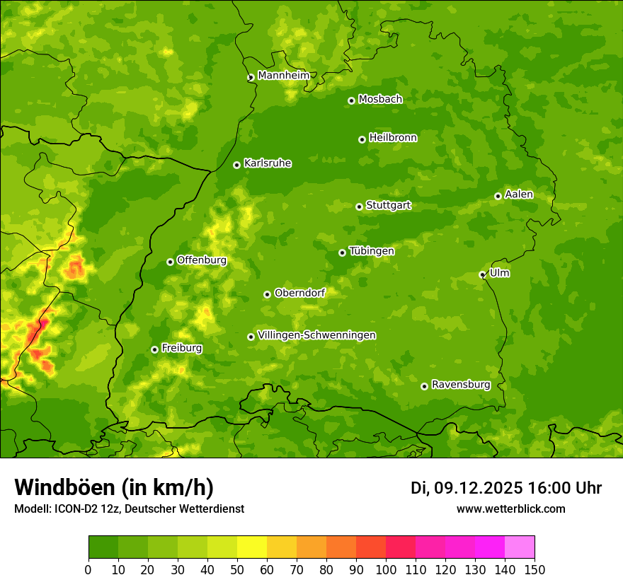 Modellkarten Windgeschwindigkeit