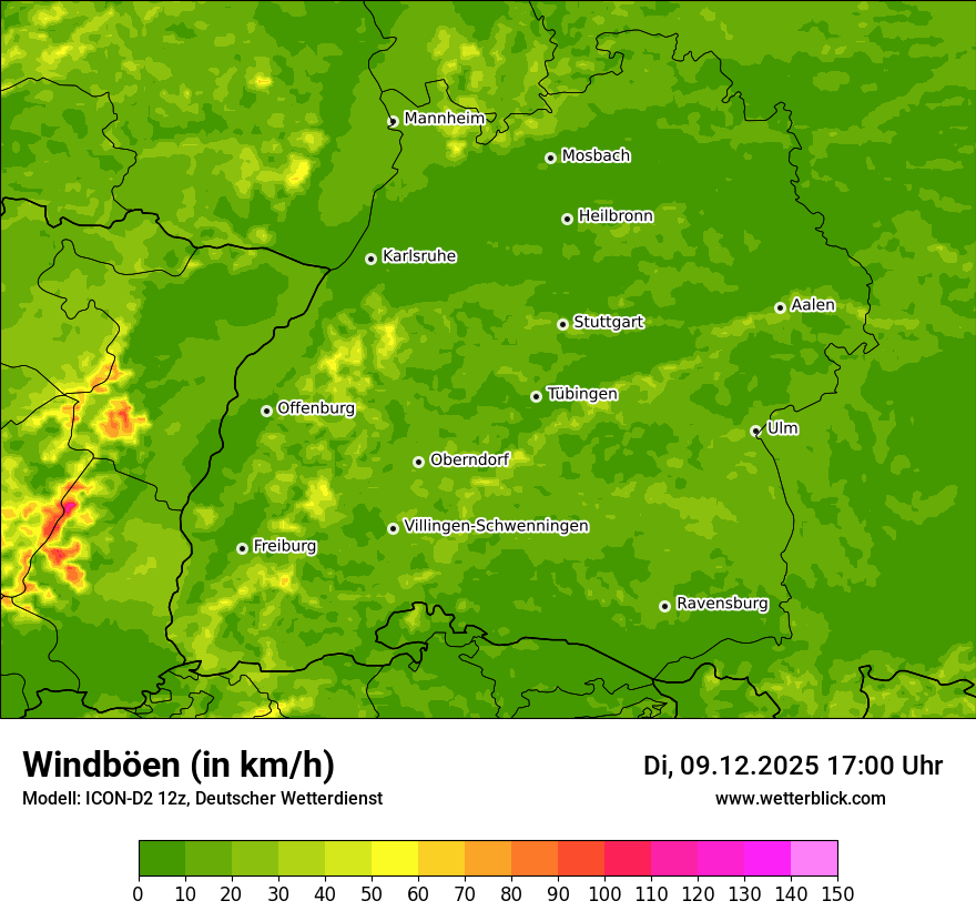 Modellkarten Windgeschwindigkeit