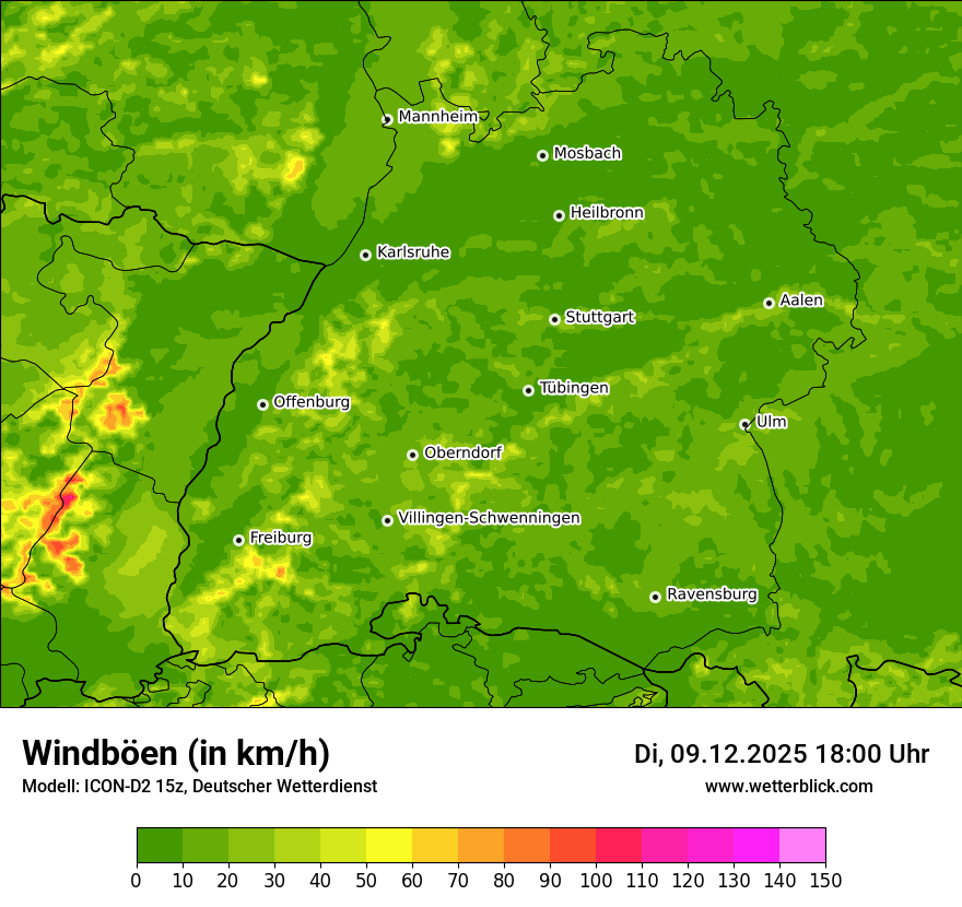 Modellkarten Windgeschwindigkeit