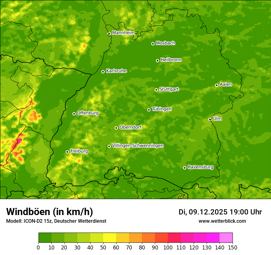 Modellkarten Windgeschwindigkeit