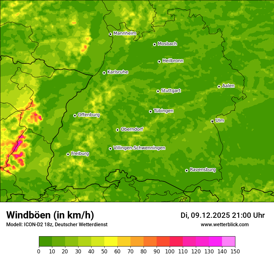 Modellkarten Windgeschwindigkeit