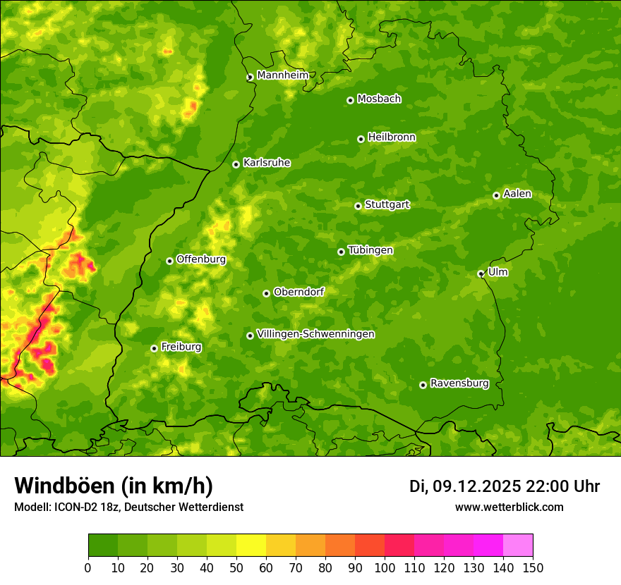 Modellkarten Windgeschwindigkeit