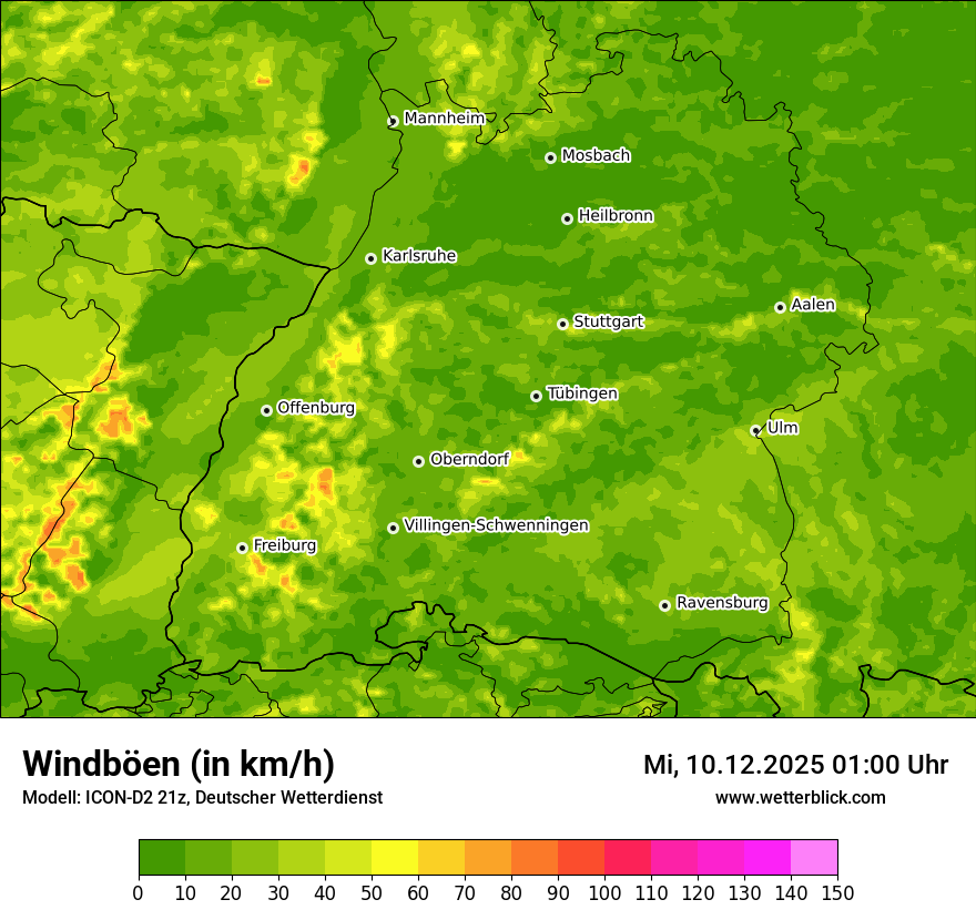 Modellkarten Windgeschwindigkeit