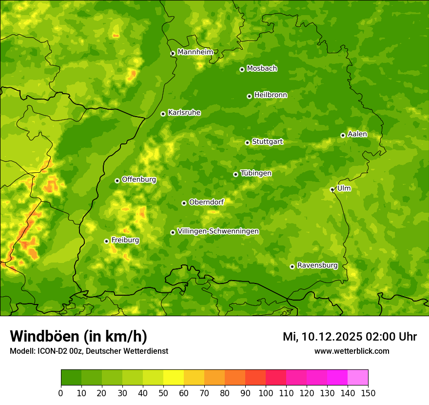 Modellkarten Windgeschwindigkeit
