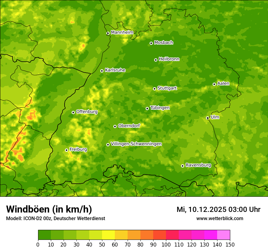 Modellkarten Windgeschwindigkeit