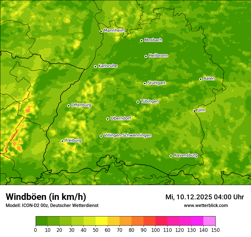 Modellkarten Windgeschwindigkeit