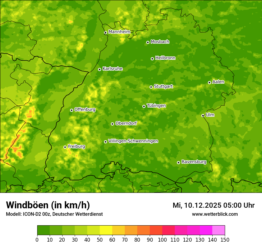 Modellkarten Windgeschwindigkeit