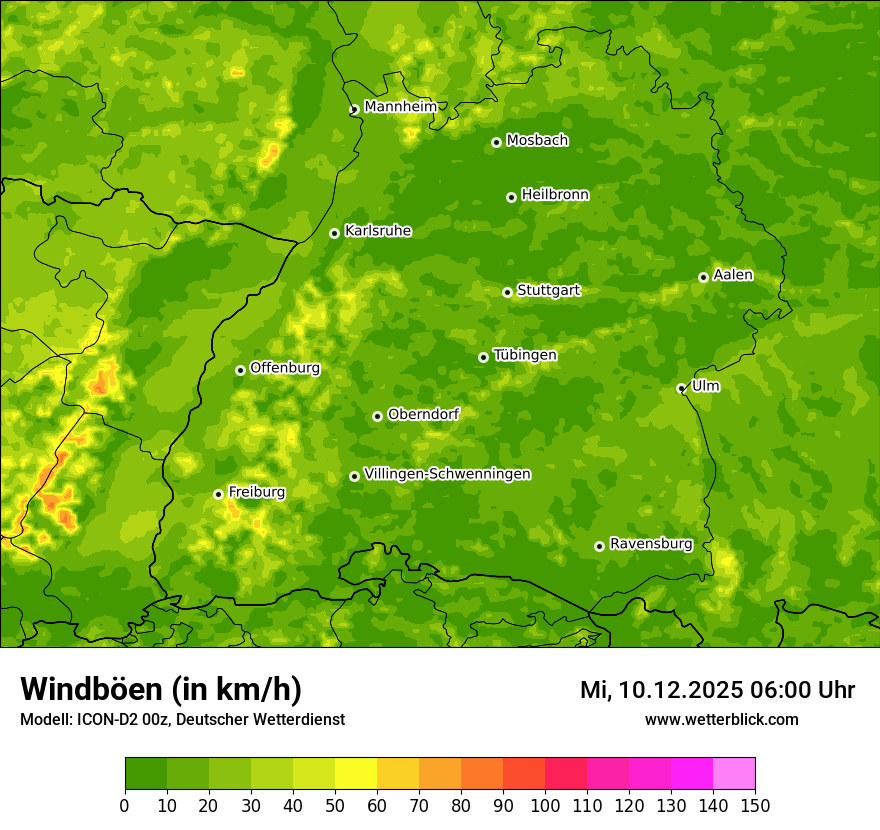 Modellkarten Windgeschwindigkeit