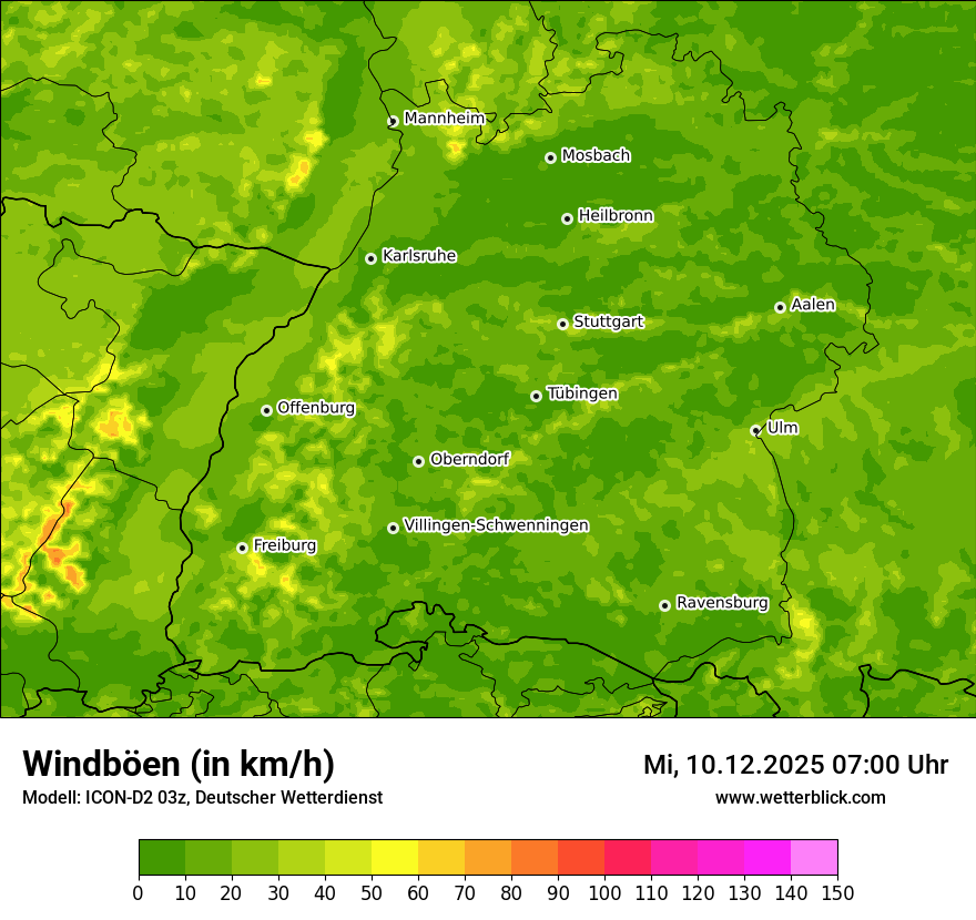 Modellkarten Windgeschwindigkeit