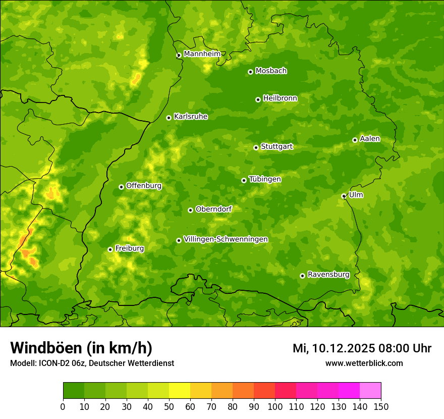 Modellkarten Windgeschwindigkeit