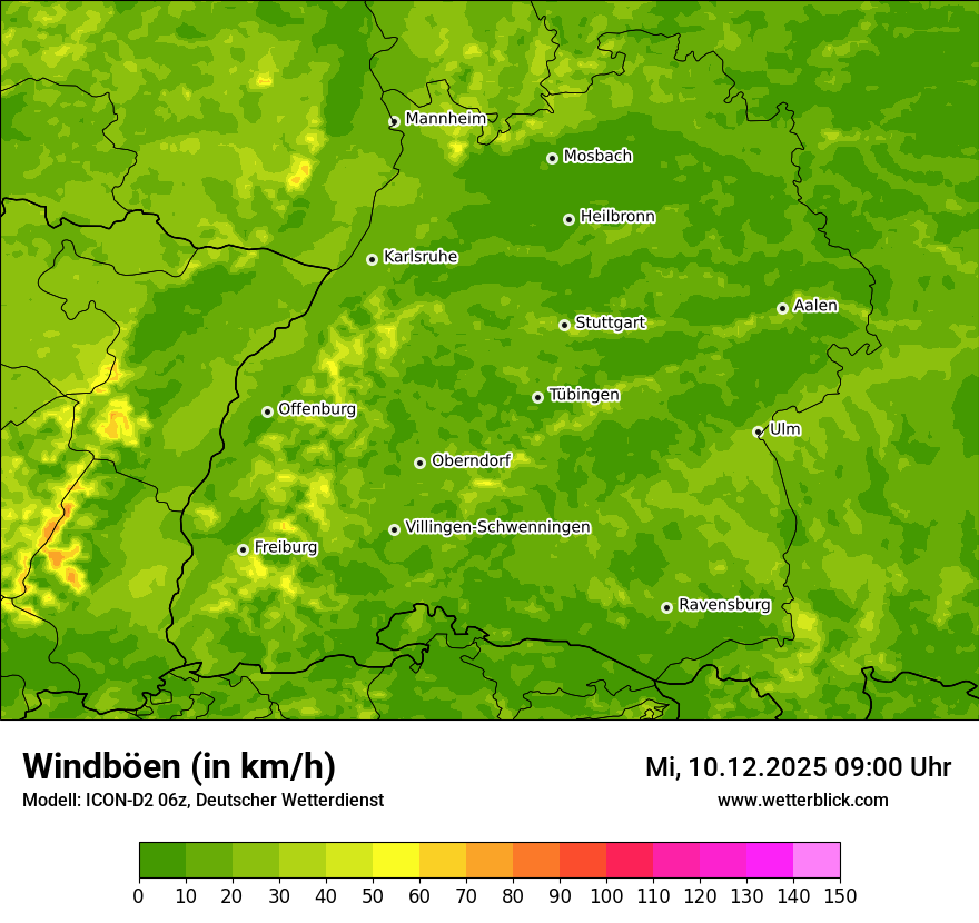Modellkarten Windgeschwindigkeit