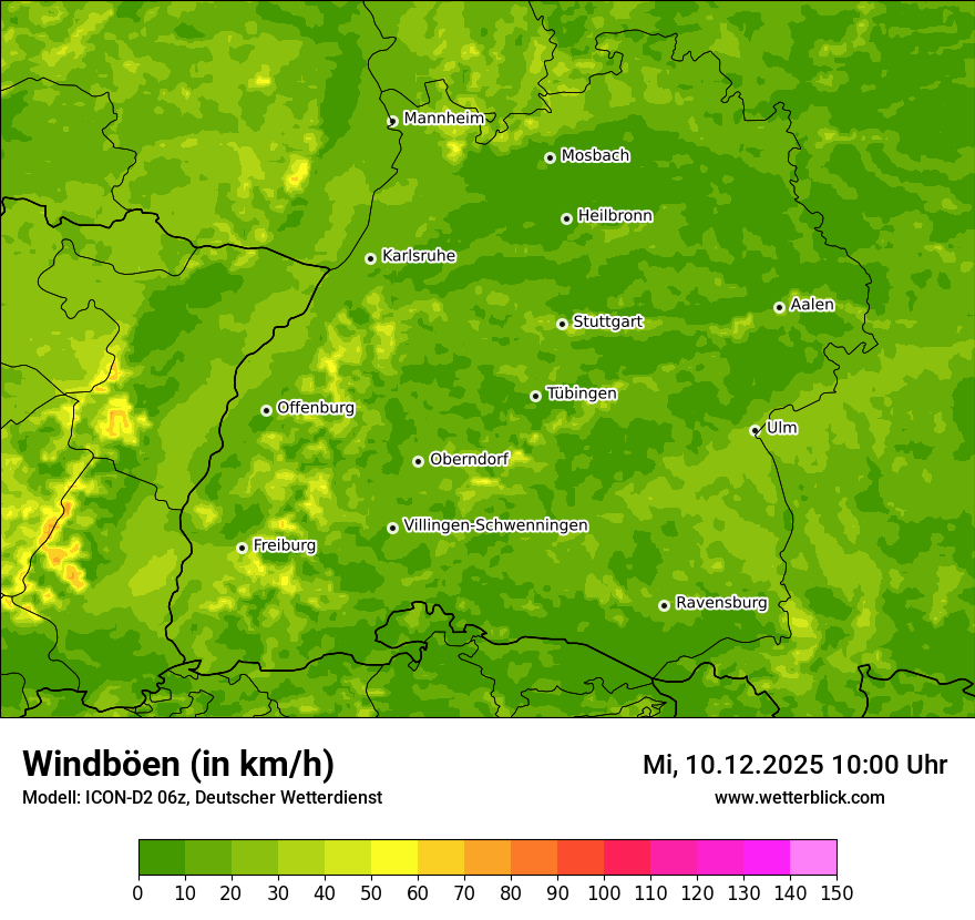 Modellkarten Windgeschwindigkeit