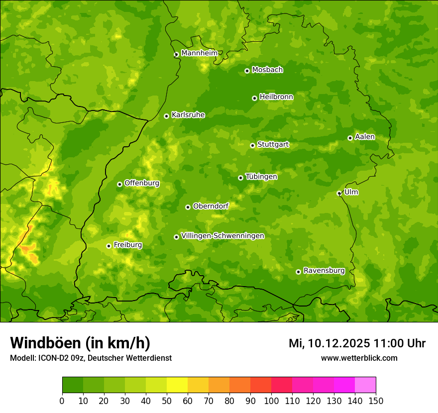 Modellkarten Windgeschwindigkeit
