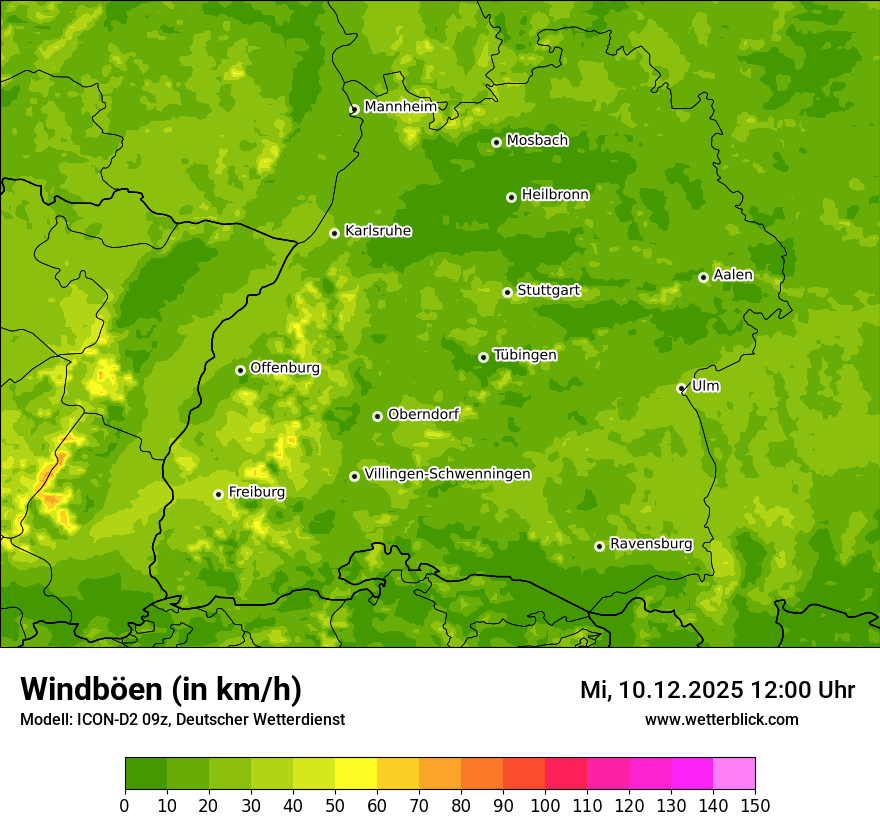 Modellkarten Windgeschwindigkeit