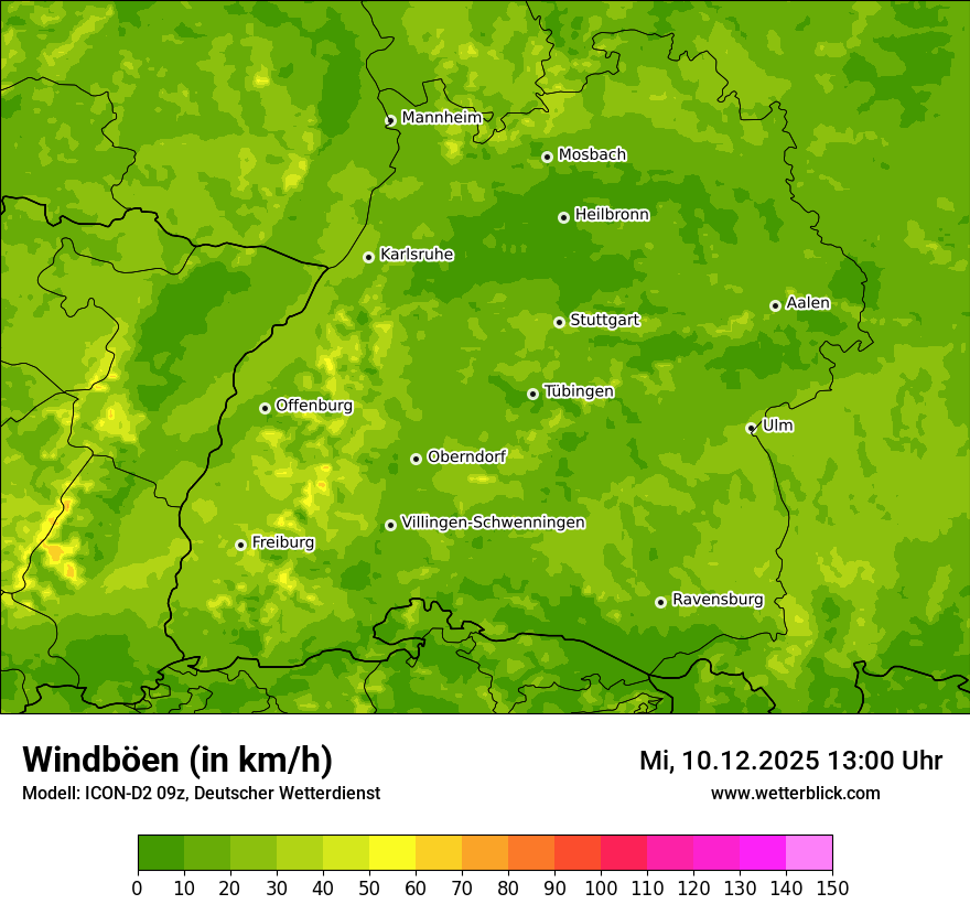 Modellkarten Windgeschwindigkeit