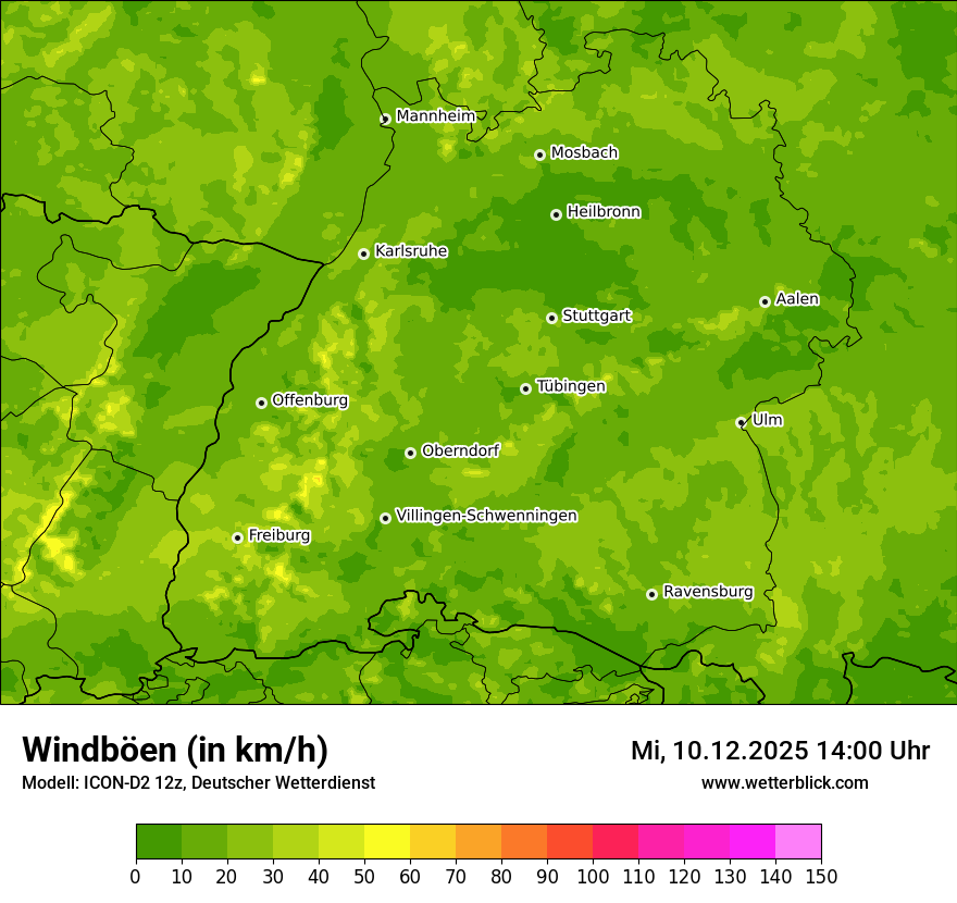Modellkarten Windgeschwindigkeit