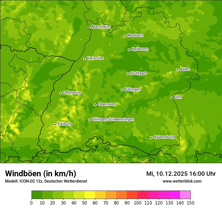 Modellkarten Windgeschwindigkeit
