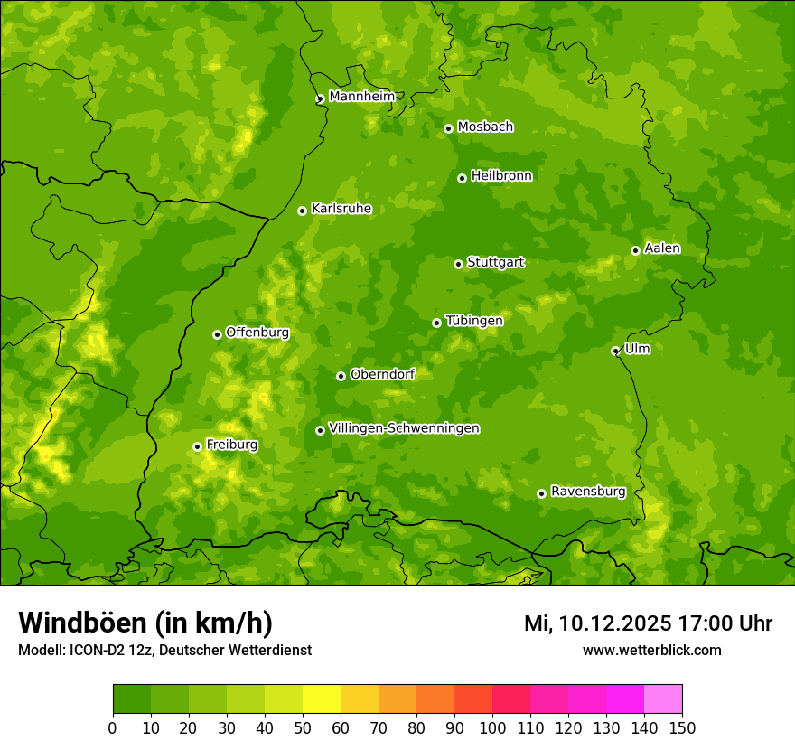 Modellkarten Windgeschwindigkeit