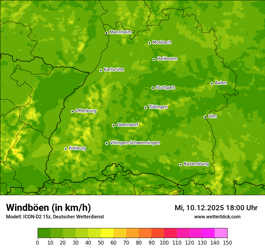 Modellkarten Windgeschwindigkeit