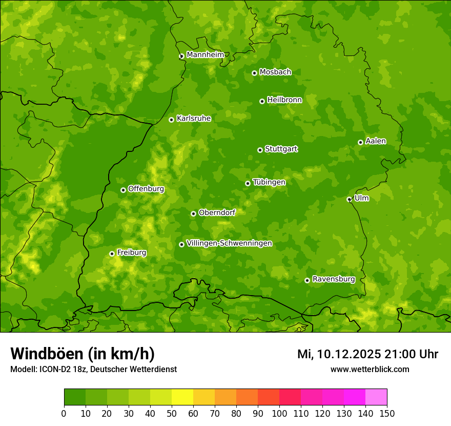 Modellkarten Windgeschwindigkeit