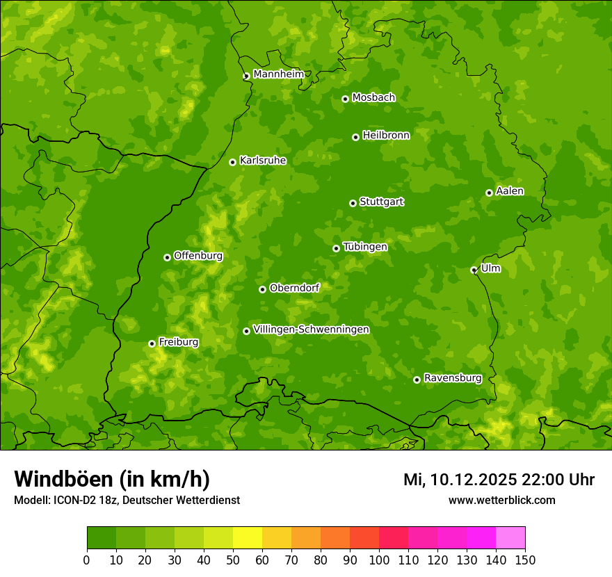 Modellkarten Windgeschwindigkeit
