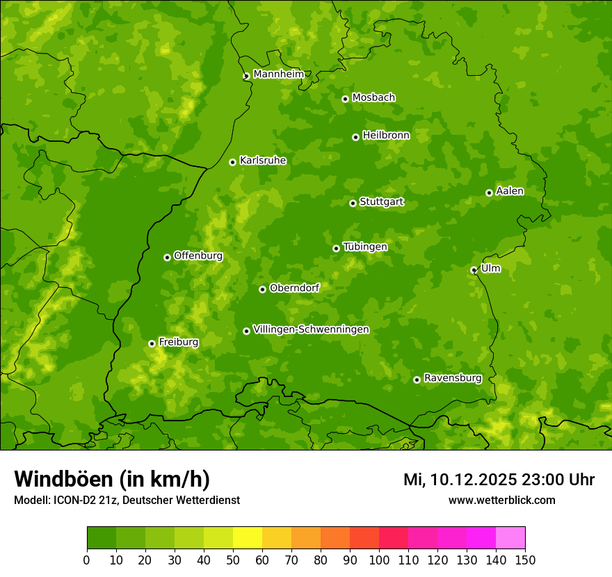 Modellkarten Windgeschwindigkeit