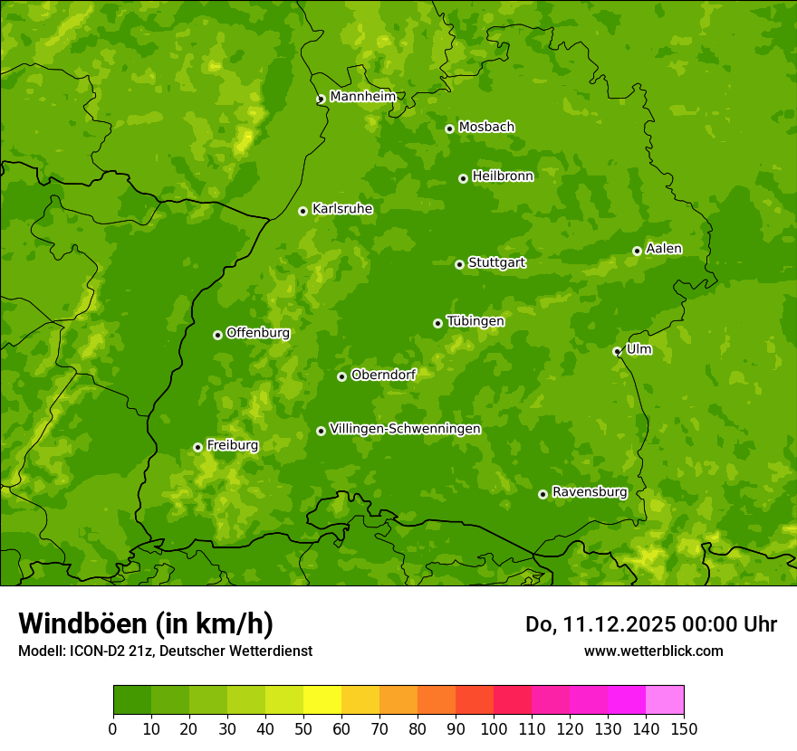 Modellkarten Windgeschwindigkeit