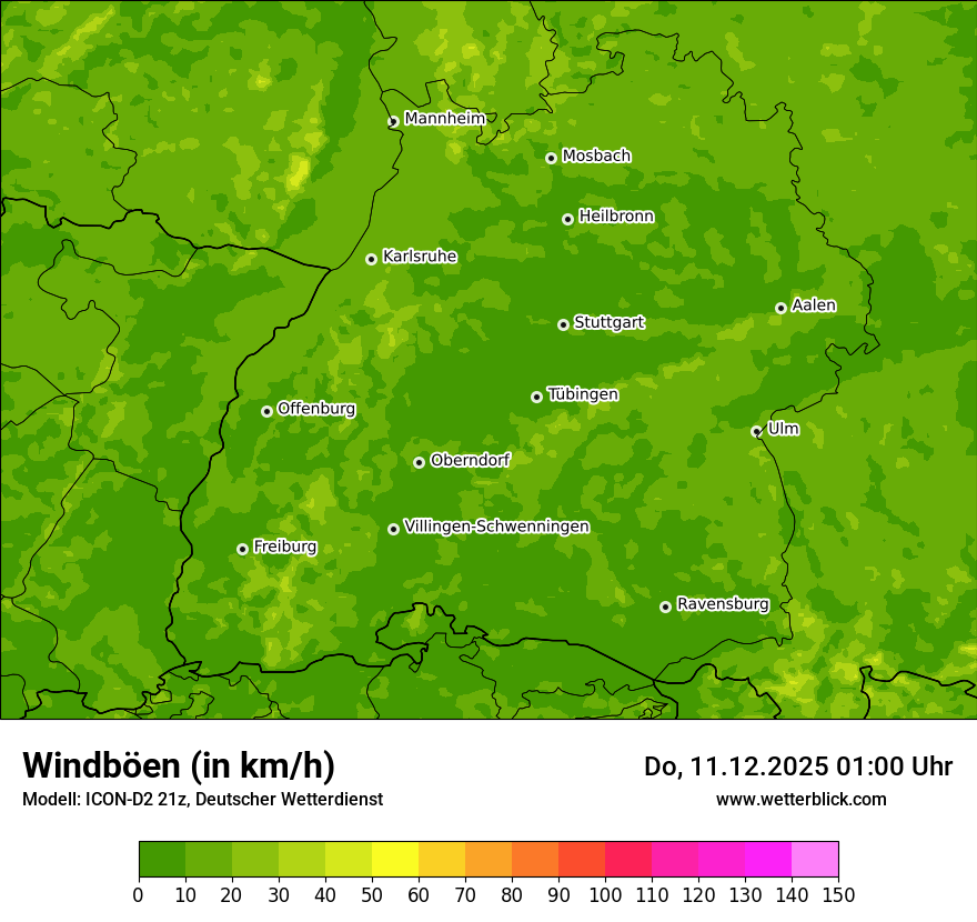 Modellkarten Windgeschwindigkeit