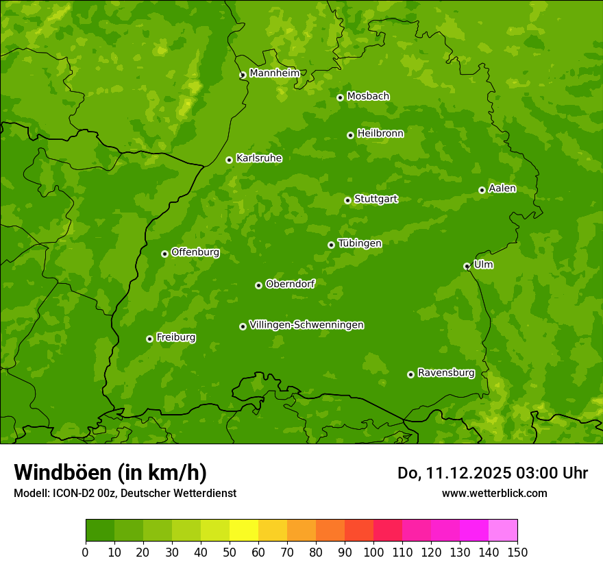 Modellkarten Windgeschwindigkeit