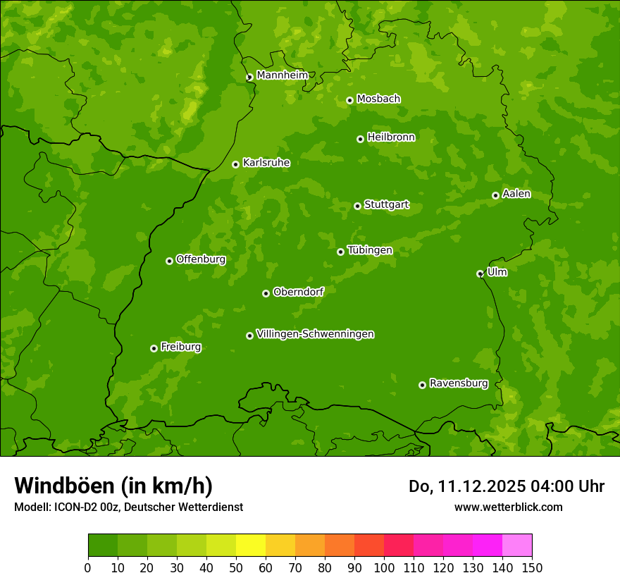 Modellkarten Windgeschwindigkeit