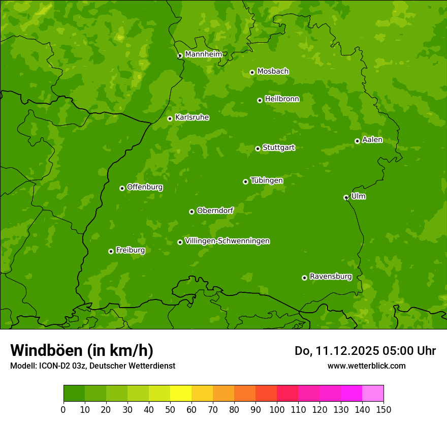 Modellkarten Windgeschwindigkeit