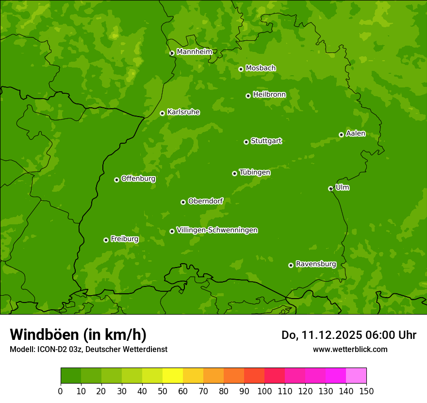 Modellkarten Windgeschwindigkeit