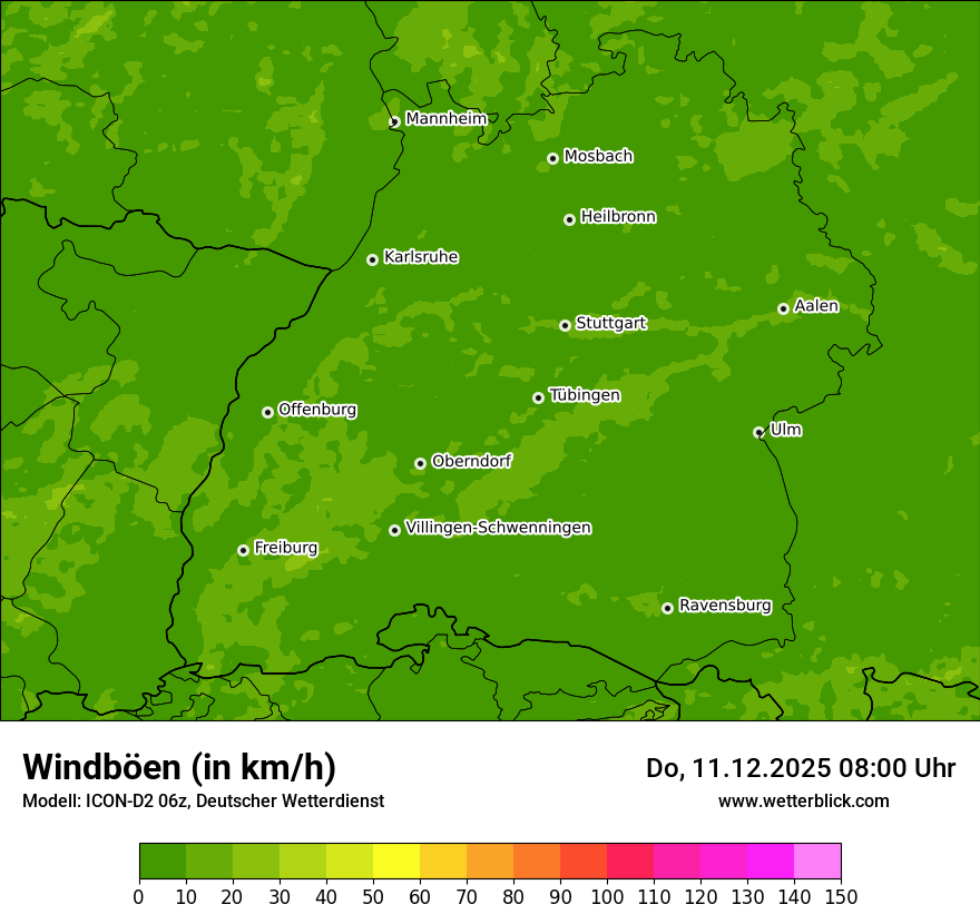 Modellkarten Windgeschwindigkeit