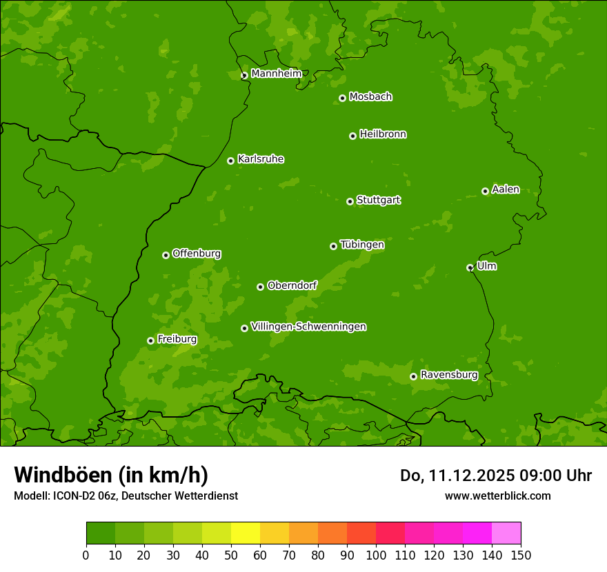 Modellkarten Windgeschwindigkeit
