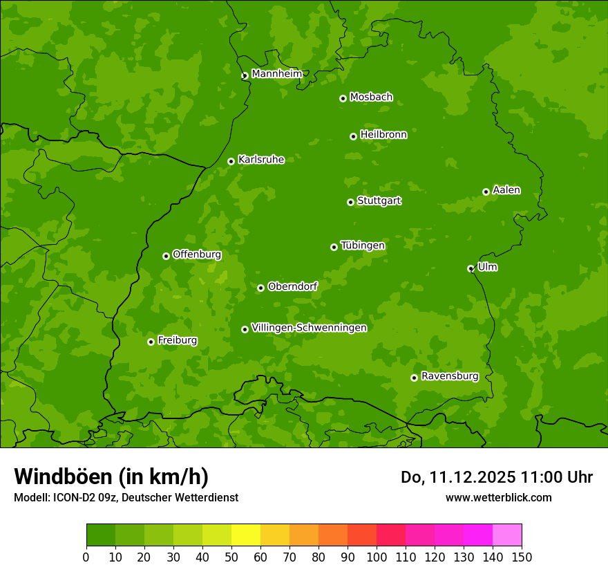 Modellkarten Windgeschwindigkeit