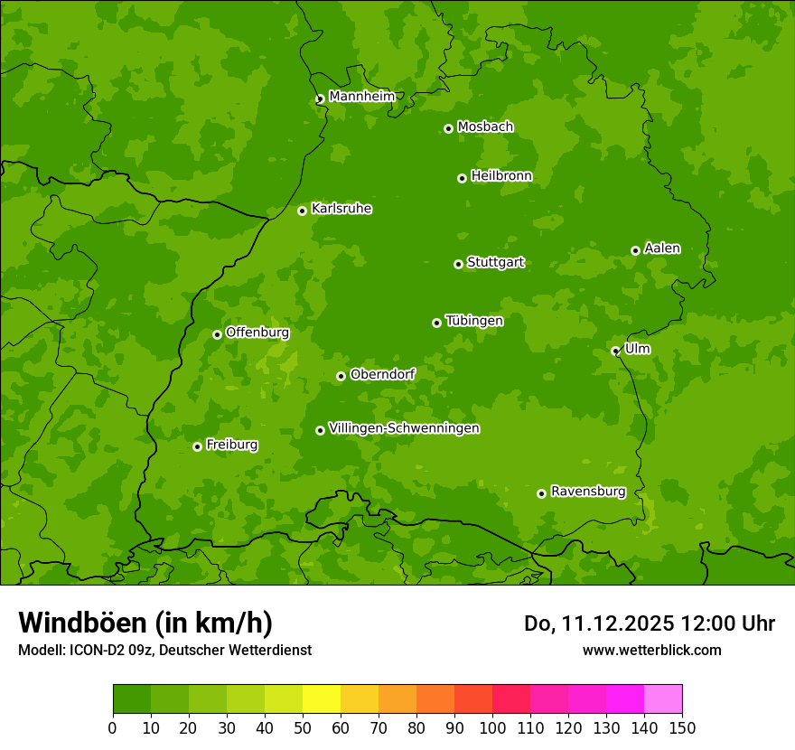 Modellkarten Windgeschwindigkeit