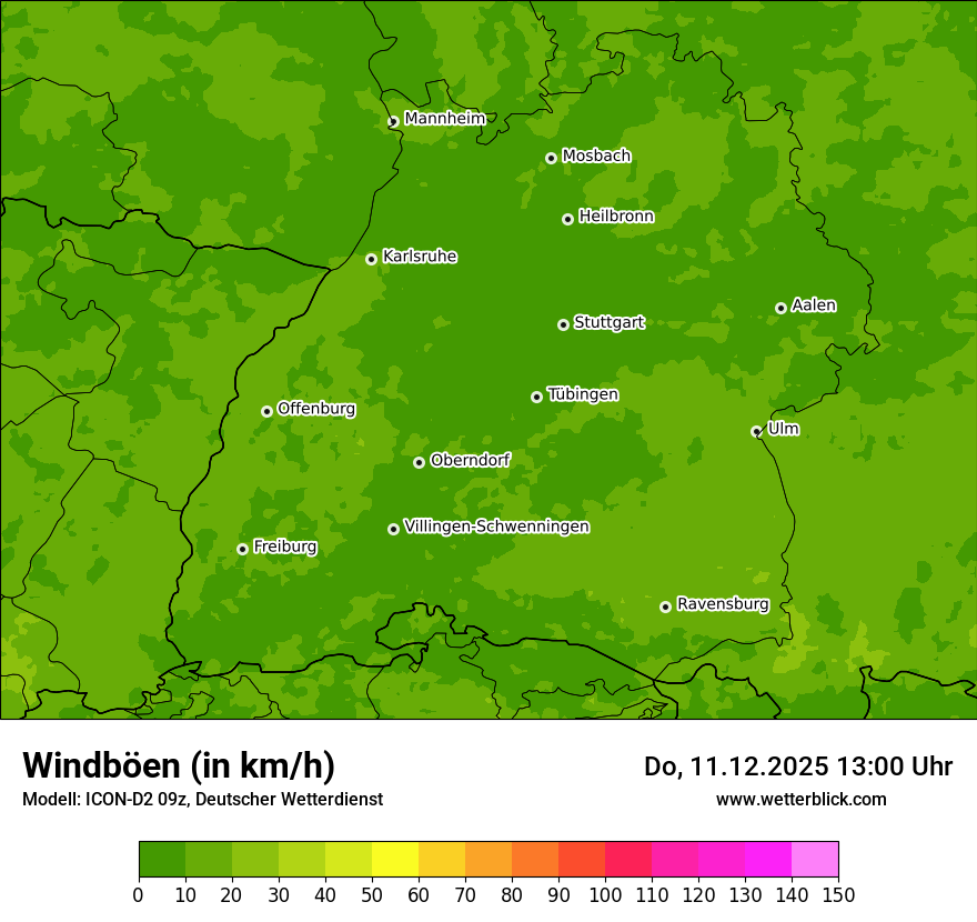 Modellkarten Windgeschwindigkeit