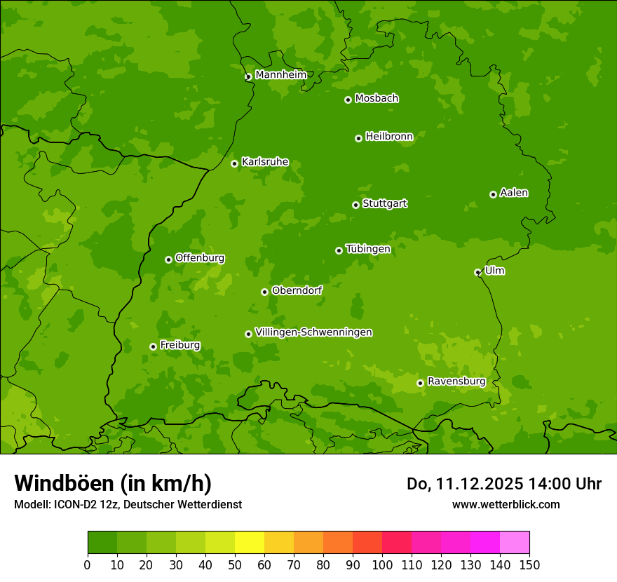 Modellkarten Windgeschwindigkeit